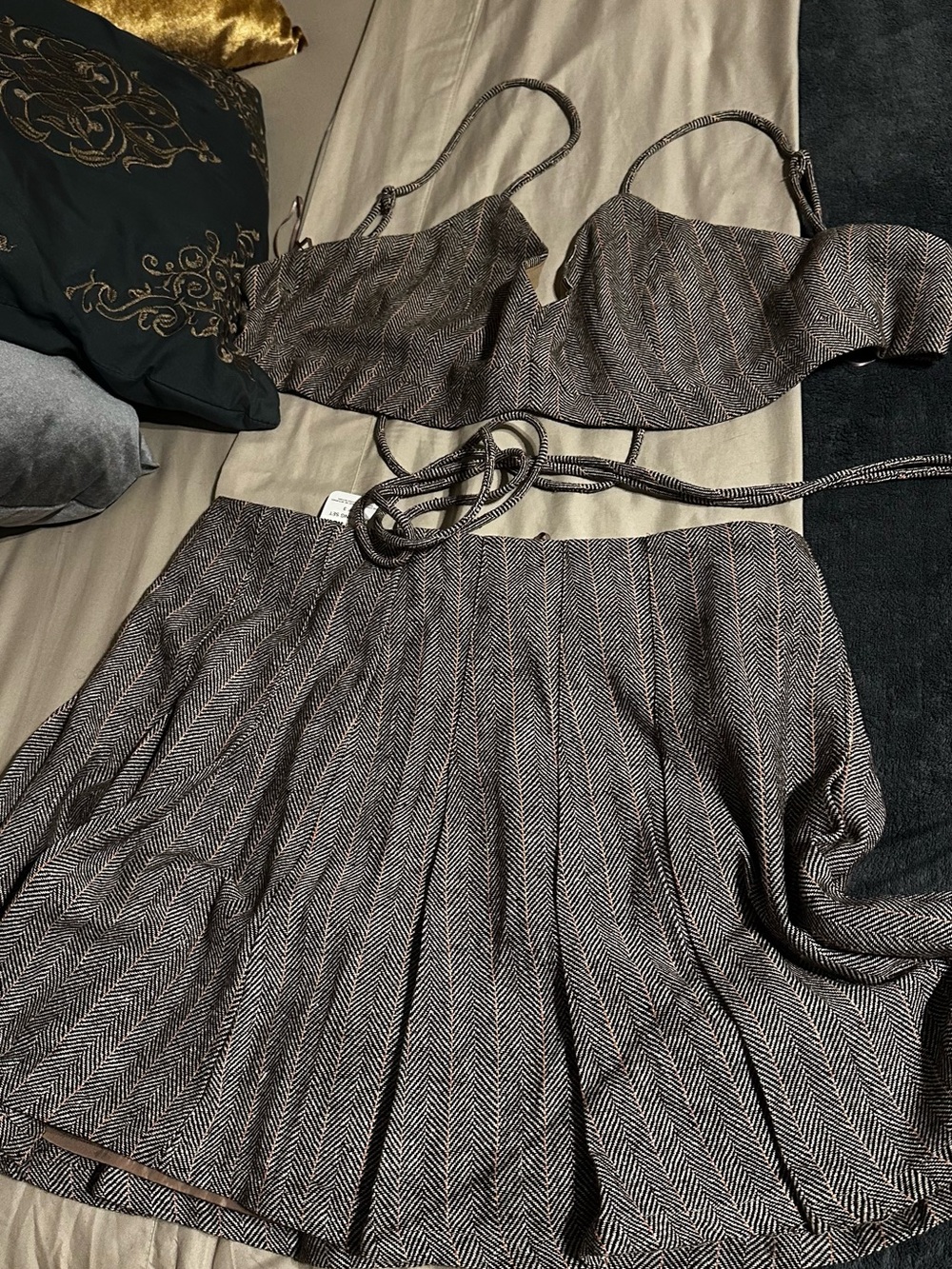 Fashion Nova Brown Herringbone Circle Skirt